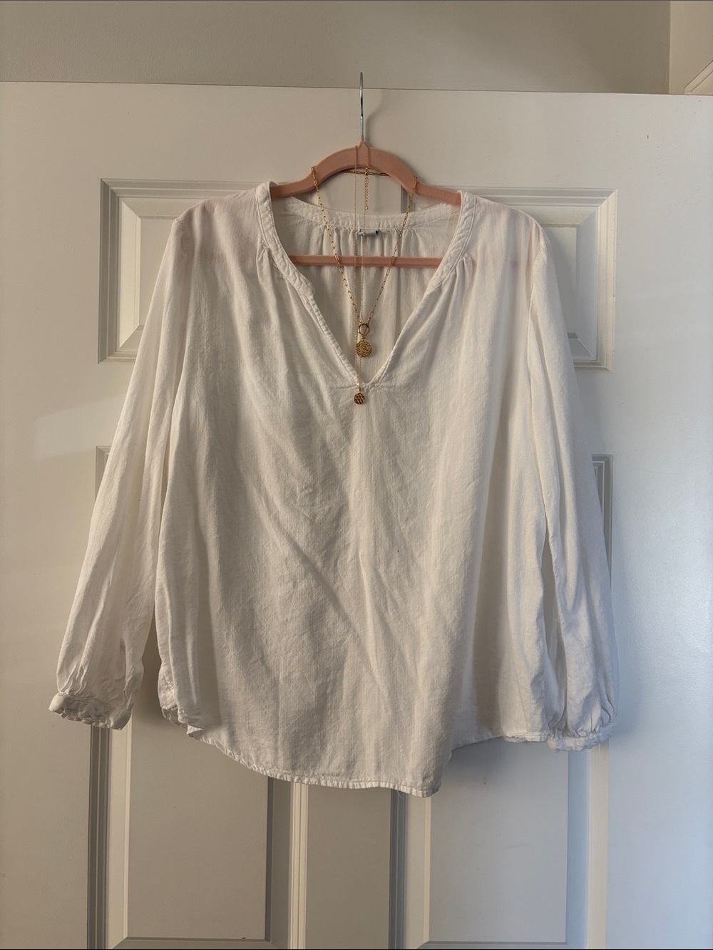 Old Navy Ivory V-Neck Peasant Blouse